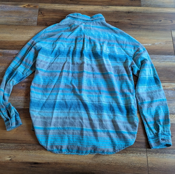 PrAna Women's Striped Long Sleeve Button-Up Lightweight Blue/Green Shirt Size M - Picture 6 of 9